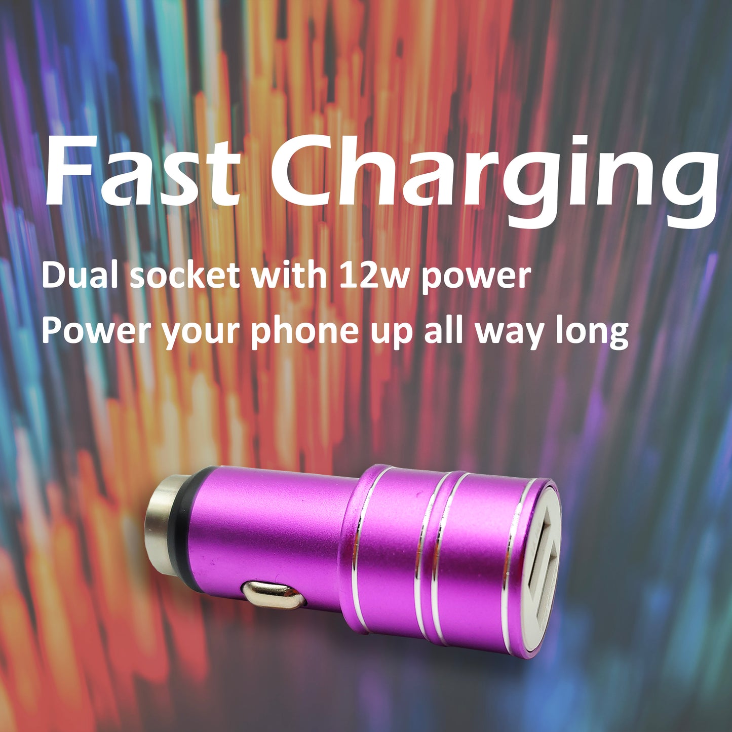 2.4A Dual Sockets Car USB Charger with Life Hammer