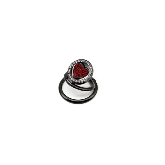 Phone Adhesive Ring Stand Diamond Heart Black