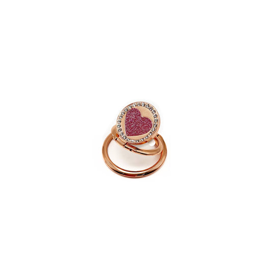 Phone Adhesive Ring Stand Diamond Heart Rose Gold