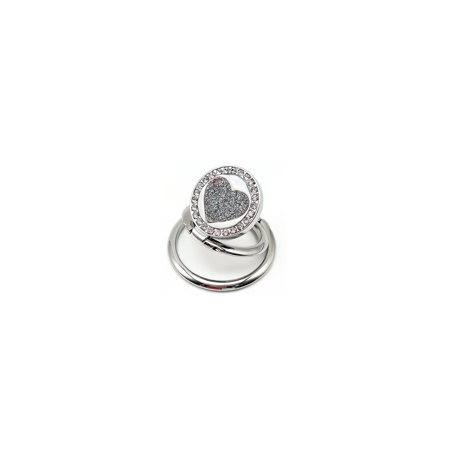 Phone Adhesive Ring Stand Diamond Heart Silver