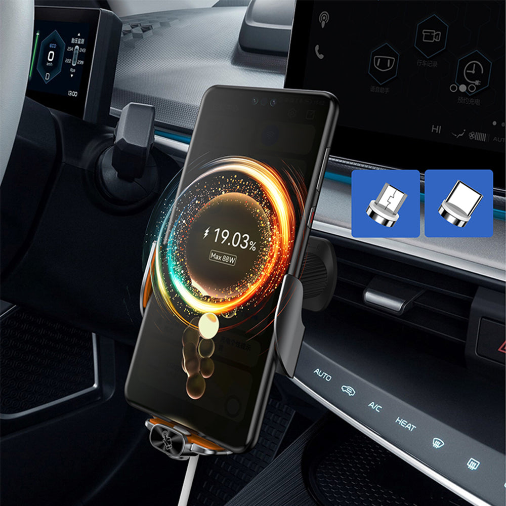 15W Wireless Charger Intelligent Sensor Car Phone Holder Black